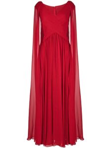 Elie Saab robe longue drapée en soie - Rouge