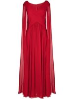 Elie Saab robe longue drapée en soie - Rouge - thumbnail