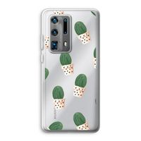 Cactusprint roze: Huawei P40 Pro Plus Transparant Hoesje