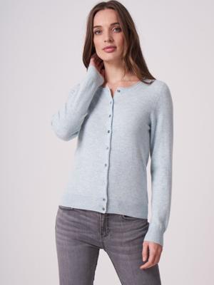 Basic fijngebreid vest met ronde hals van biologisch cashmere
