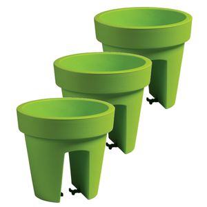 3x stuks balkon plantenpot/bloempot lime groen 5 liter kunststof D25 x H22.5 cm