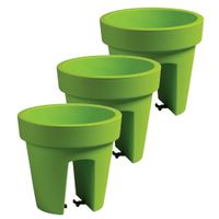 3x stuks balkon plantenpot/bloempot lime groen 5 liter kunststof D25 x H22.5 cm - thumbnail