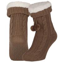 Apollo Huissloffen - dames - gebreid - slofsokken - donkerbruin - one size maat 36/41 - fleece Apollo Huissloffen - dames - gebreid - slofsokken - donkerbruin - one size maat 36/41 - fleece