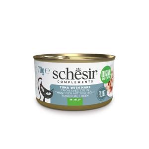 Schesir tonijn met heek (jelly) natvoer kat (blikjes) 4 trays (48 x 70 g)