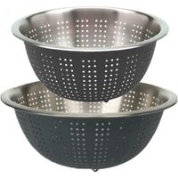 RVS keuken vergiet/zeef - set met 2 formaten - antraciet - Diameter 24 en 27 cm