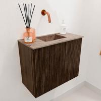 Toiletmeubel Mondiaz Joya Dlux | 50 cm | Meubelkleur Walnut | Faye wastafel Arena Wasbak Midden | Zonder kraangat(en)