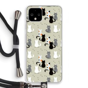 Katten: Pixel 4 Transparant Hoesje met koord
