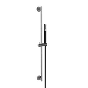 Glijstang set Wiesbaden UniMatch | 75 cm | Incl.Handdouche en Doucheslang | Messing | Rond | Gunmetal/Mat zwart