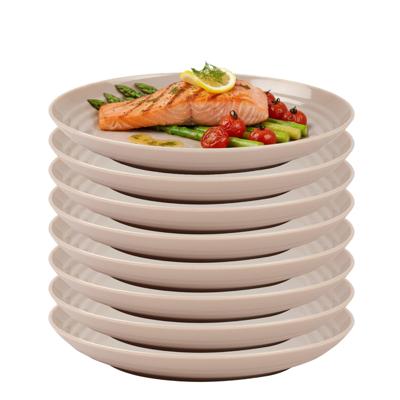 Plasticforte Rond camping bord - 8x - onbreekbaar - D25 cm - beige - kunststof