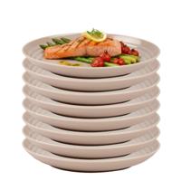 Plasticforte Rond camping bord - 8x - onbreekbaar - D25 cm - beige - kunststof