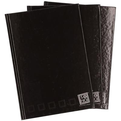Notitieboek - 3x - zwart - A4 formaat - gelinieerd met kantlijn - harde kaft schrift
