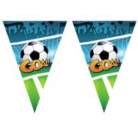 Funny Fashion Voetbal thema vlaggetjes slinger/vlaggenlijn - 3x stuks - groen/blauw - 5 meter