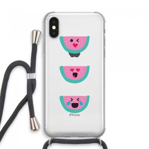 Smiley watermeloen: iPhone XS Max Transparant Hoesje met koord