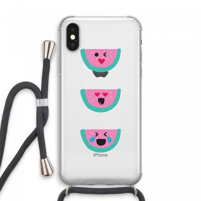 Smiley watermeloen: iPhone XS Max Transparant Hoesje met koord