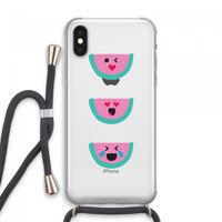 Smiley watermeloen: iPhone XS Max Transparant Hoesje met koord
