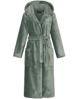 Morgenstern Morgenstern damesbadjas met capuchon Betty Groen Maat XL