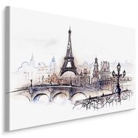 Schilderij - Prachtig Parijs ,Aquarel-look  , Wanddecoratie , Premium print