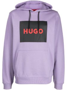 HUGO hoodie en coton à logo imprimé - Violet