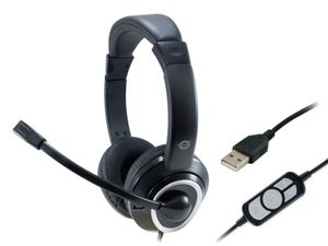 Conceptronic POLONA 01B Over Ear headset Telefoon Kabel Stereo Zwart Afstandsbediening, Volumeregeling, Microfoon uitschakelbaar (mute)