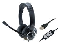 Conceptronic POLONA 01B Over Ear headset Telefoon Kabel Stereo Zwart Afstandsbediening, Volumeregeling, Microfoon uitschakelbaar (mute) - thumbnail
