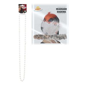 Carnaval verkleed accessoire set - dames hoofdband en parelketting - charleston/jaren 20 stijl