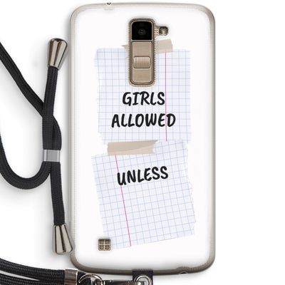 No Girls Allowed Unless: LG K10 (2016) Transparant Hoesje met koord