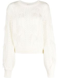 TWINSET pull en maille torsadée à plumes - Blanc