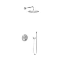 Hotbath Buddy - Inbouw Regendoucheset - Thermostatisch - Wandarm 35 cm - Hoofddouche 300 mm - Staafhanddouche - met 2-Weg Stop-Omstel - Waterbesparend - V01