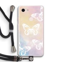 White butterfly: Pixel 3 XL Transparant Hoesje met koord