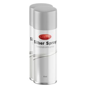 2x stuks decoratie spray zilver/zilverspray 111 ml