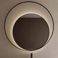 Spiegel Gliss Design Kosmos Mat Zwart met Frame en Indirecte LED Verlichting 120 cm