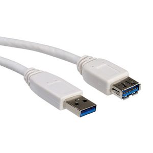 VALUE USB 3.2 Gen 1 Kabel, type A-A, M/F, wit, 0,8 m