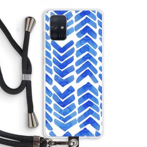Blauwe pijlen: Samsung Galaxy A71 Transparant Hoesje met koord