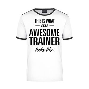 This is what an awesome trainer looks like wit/zwart ringer cadeau t-shirt voor heren 2XL  -