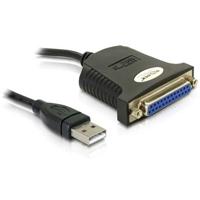 Delock USB-kabel USB 1.1 USB-A stekker, Parallelle DB25 bus 0.8 m Zwart 61330