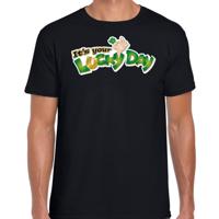 St. Patricks day t-shirt - zwart - voor heren - Its your lucky day - Ierse feest kleding
