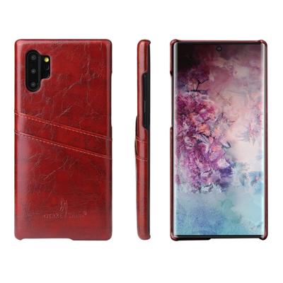 Fierre Shann retro olie Wax textuur PU lederen draagtas met kaartsleuven voor Galaxy Note 10 + (Brown)