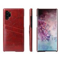 Fierre Shann retro olie Wax textuur PU lederen draagtas met kaartsleuven voor Galaxy Note 10 + (Brown)