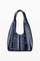 Ovale middelgrote tas van denim patch - BLUE - U