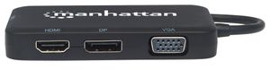 Manhattan 152600 USB Adapter [1x USB-C stekker - 1x DVI-bus 24+5-polig, DisplayPort bus, HDMI-bus, VGA-bus] Zwart 8.00 cm