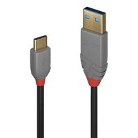 Lindy 36887 2m USB A USB C Mannelijk Mannelijk Zwart, Grijs USB-kabel