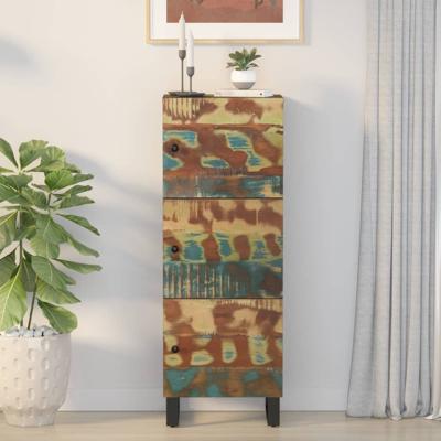 Hoge kast met 3 deuren 40x33x110 cm gerecycled hout en ijzer