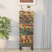 Hoge kast met 3 deuren 40x33x110 cm gerecycled hout en ijzer