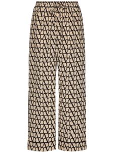 Valentino Garavani pantalon en crêpe de chine à motif Toile Iconographe - Marron