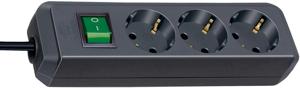 Brennenstuhl Eco-Line Stekkerdoos met Schakelaar Zwart 3m H05VV-F 3G1,5 - 1152300400