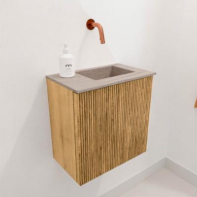 Toiletmeubel Mondiaz Joya Dlux | 40 cm | Meubelkleur Oak | Faye wastafel Saba Wasbak Rechts | Zonder kraangat(en)