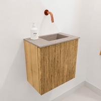 Toiletmeubel Mondiaz Joya Dlux | 40 cm | Meubelkleur Oak | Faye wastafel Saba Wasbak Rechts | Zonder kraangat(en)
