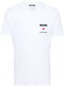 Moschino t-shirt en coton à logo brodé - Blanc