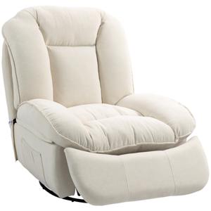 HOMCOM Relaxfauteuil, verstelbaar, 104x100x102cm/164x76cm, CrÃ¨me Wit