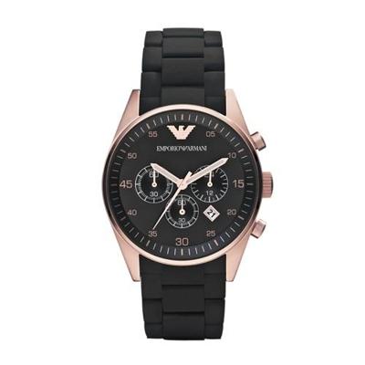 Merk Emporio Emporio Armani zwart en rosgouden chronograaf herenhorloge Ar5905